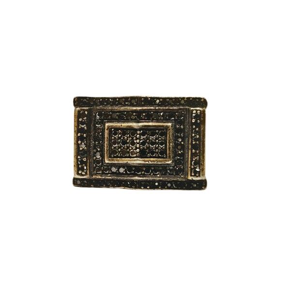 Statement Black Diamond Vermeil Sterling Men's Ring - Picture 2 of 7